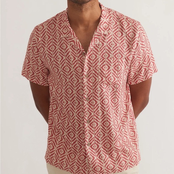 NWT Marine Layer Tencel Linen Resort Shirt Warm Geo Print Men’s S. - Picture 4 of 7